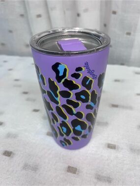 Consuela MiiR Fabulous Purple Leopard Print Travel Tumbler